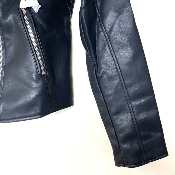 New Mango Black Marcmoto Moto Jacket US XS - Picture 5 of 8